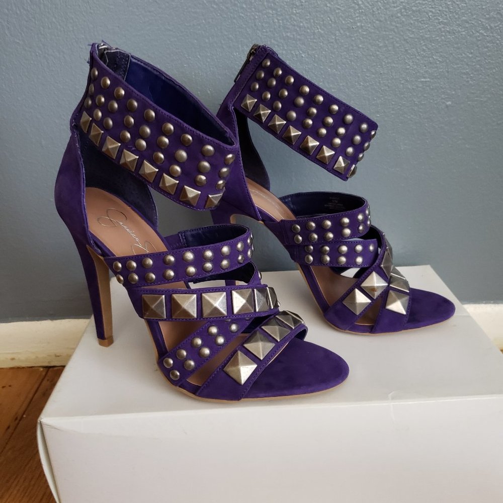 Purple Suede Stud Heels